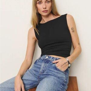 Reformation Dusk Knit Black Tank Top